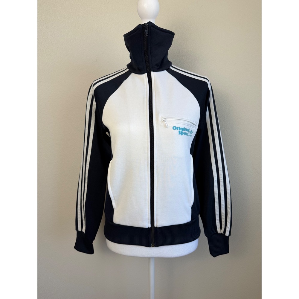 VTG Adidas Womens Track Jacket Original Sport S Navy White Y2K Athletic Sporty